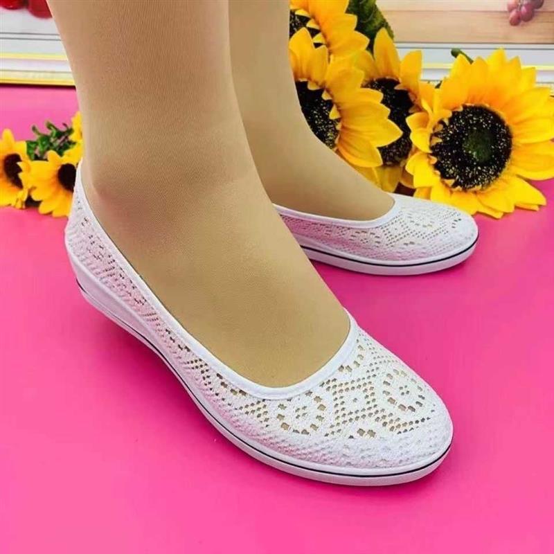 🌺🌺【35-41】🩰 2025 Wiosenne i letnie nowe, oddychające siateczkowe buty na koturnie wygodne buty na co dzień-3915274
