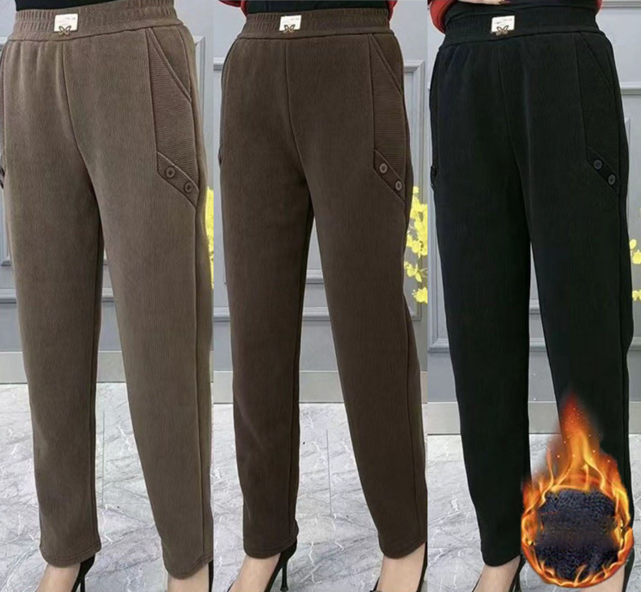 【2XL-5XL】Nowe, zimowe, pogrubione i aksamitne, luźne spodnie plus size✅【55-92,5kg】-3824192
