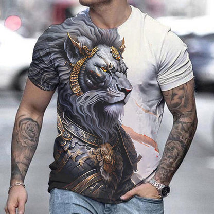 🔥【S-6XL】Męska koszulka polo 3D z nadrukiem lwa