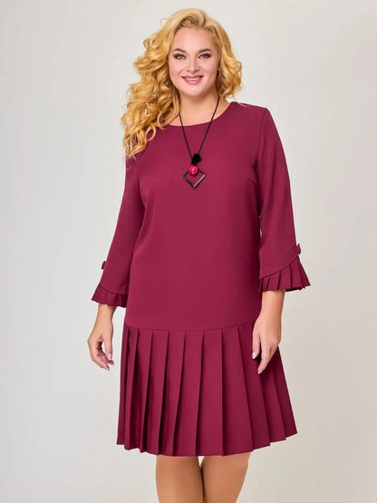 💌 【S-5XL】👗 2024 zimowa nowa wysokiej jakości elegancka sukienka w jednolitym kolorze -- 3876246