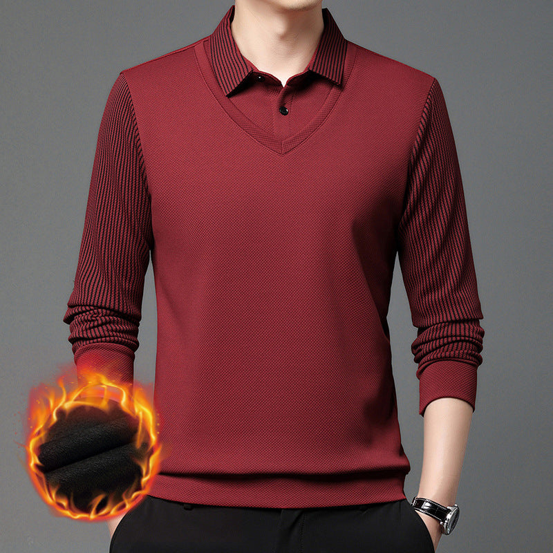 【M-4XL】👔 Dwuczęściowa koszulka POLO ze sztucznymi paskami-3838679