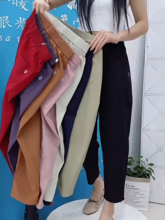 🔥【M-4XL】Damskie bawełniane spodnie z elastyczną talią