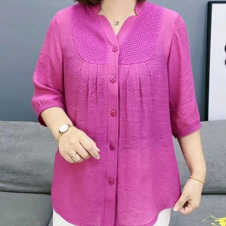 🧡【XL~5XL】2025 nowy trend w modzie koszula z siedmiominutowym rękawem-3940382