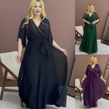 🔥✨【Vânzare fierbinte🔥】【S-5XL】 Rochie de înaltă calitate cu decolteu în V, la modă și elegantă, în stil nou 2025