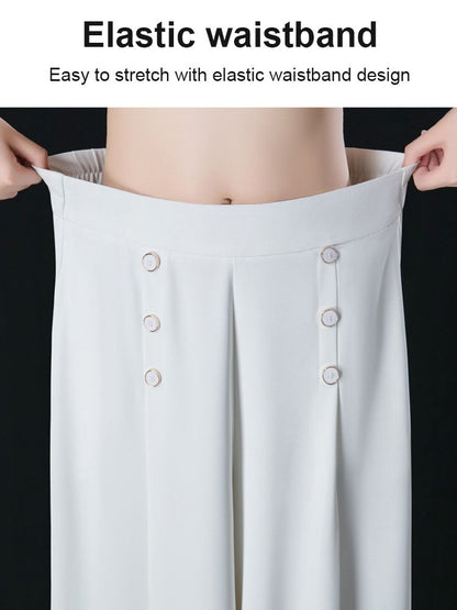 【45% zniżki】【M-5XL】Modna, drapowana spódnica damska z szerokimi nogawkami i wysokim stanem-3895045