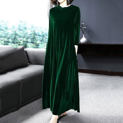 【M-4XL】Elegancka złota aksamitna sukienka, która emanuje elegancją od środka!-3905329