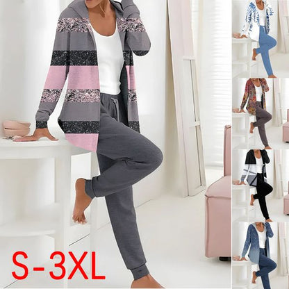 🔥【S-3XL】🔥Jesienno-zimowy damski dwuczęściowy garnitur z nadrukiem, spodnie z długim rękawem-3899108