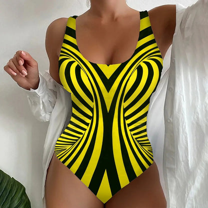 【45% zniżki】【😍S~6XL】Seksowny, jednoczęściowy kostium kąpielowy w paski-3896717