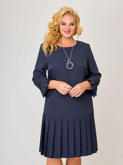 💌 【S-5XL】👗 2024 zimowa nowa wysokiej jakości elegancka sukienka w jednolitym kolorze -- 3876246