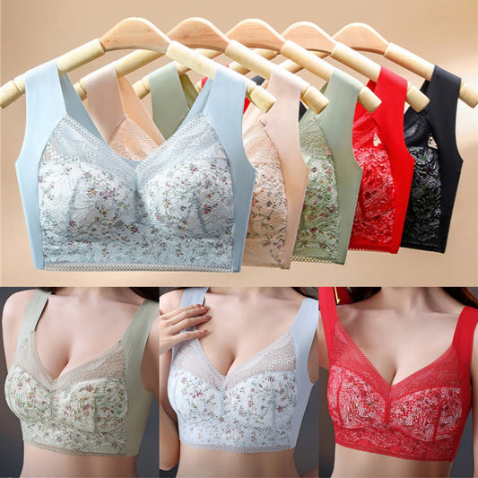 🔥【🔥Compra 1 y llévate 3 gratis】【3 piezas】💕🎁Sujetador de seda helada sin costuras, talla grande, transpirable y ajustable [40 kg-100 kg]