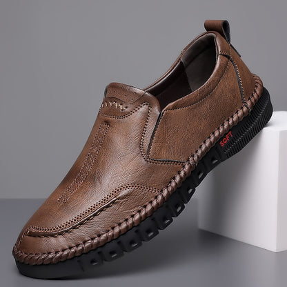 👞【39-44】Nowe męskie skórzane buty casualowe z miękką podeszwą - antypoślizgowe - oddychające-3956081