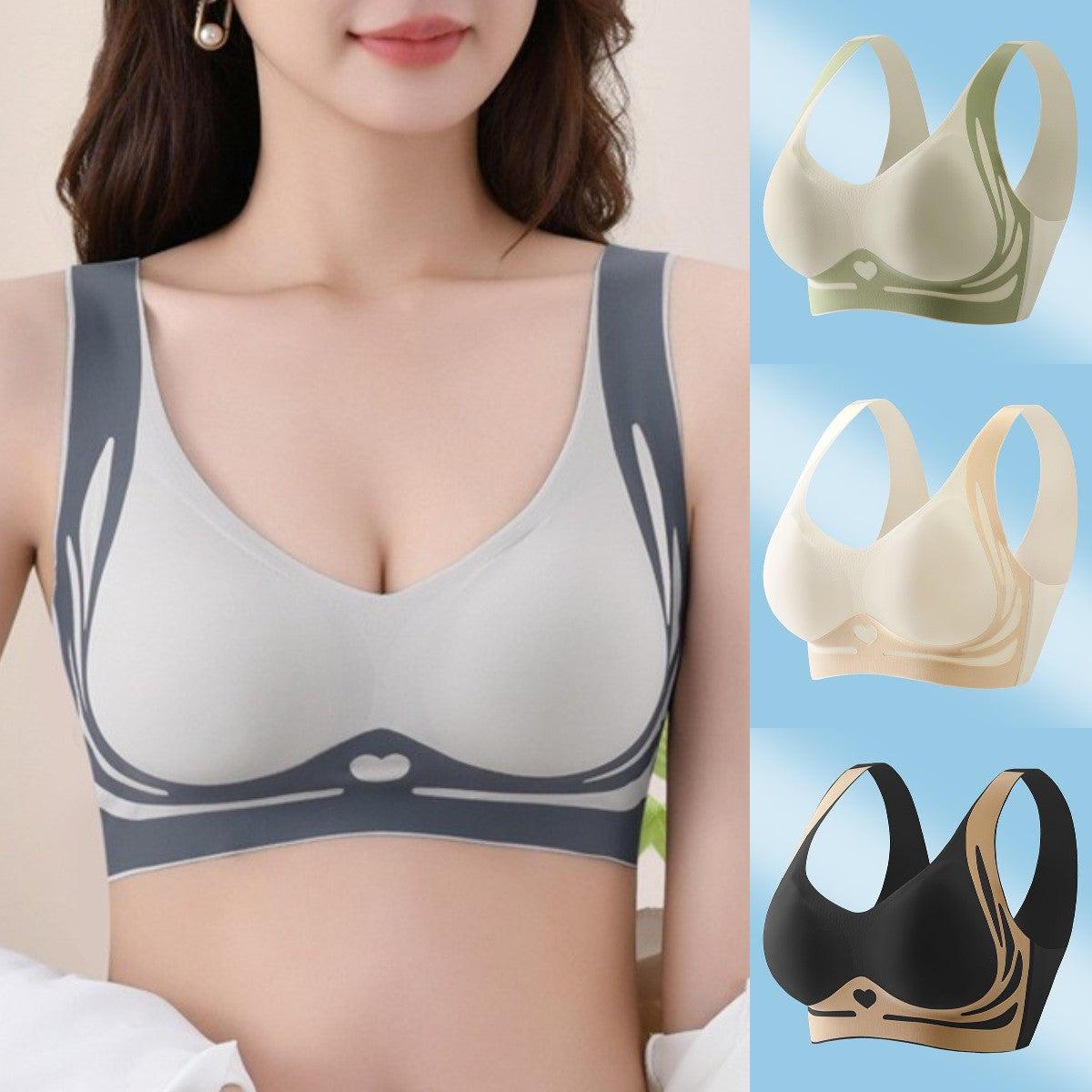 😍49% zniżki【Zestaw 4】Biustonosz bez drutów dla kobiet, jednolity❤️【40-85KG】-3896772