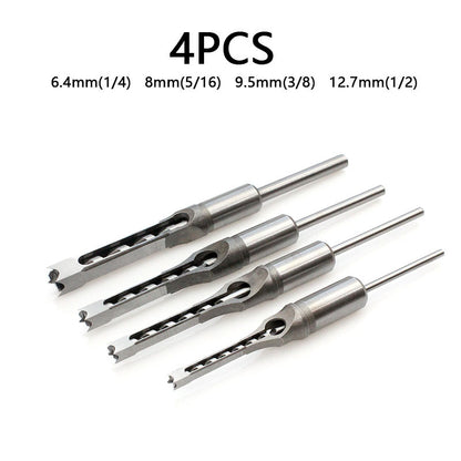 【 4 szt(6.4/8/9.5/12.7mm)】Wiertło kwadratowe do obróbki drewna-3910104