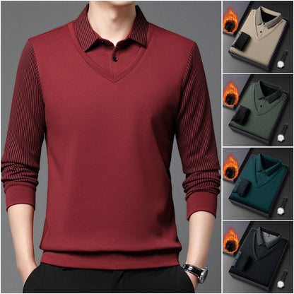 【M-4XL】👔 Dwuczęściowa koszulka POLO ze sztucznymi paskami-3838679