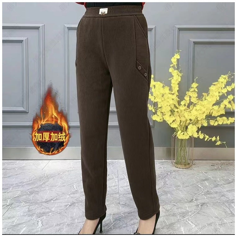 【2XL-5XL】Nowe, zimowe, pogrubione i aksamitne, luźne spodnie plus size✅【55-92,5kg】-3824192