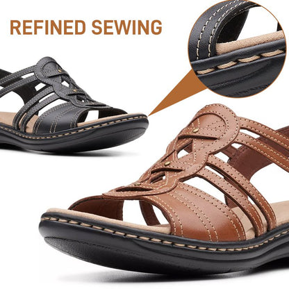 👡Oryginalna zniżka fabryczna 45%【35-43】Lato nowe miękkie i wygodne damskie skórzane sandały 5 cm-miękki spód antypoślizgowy