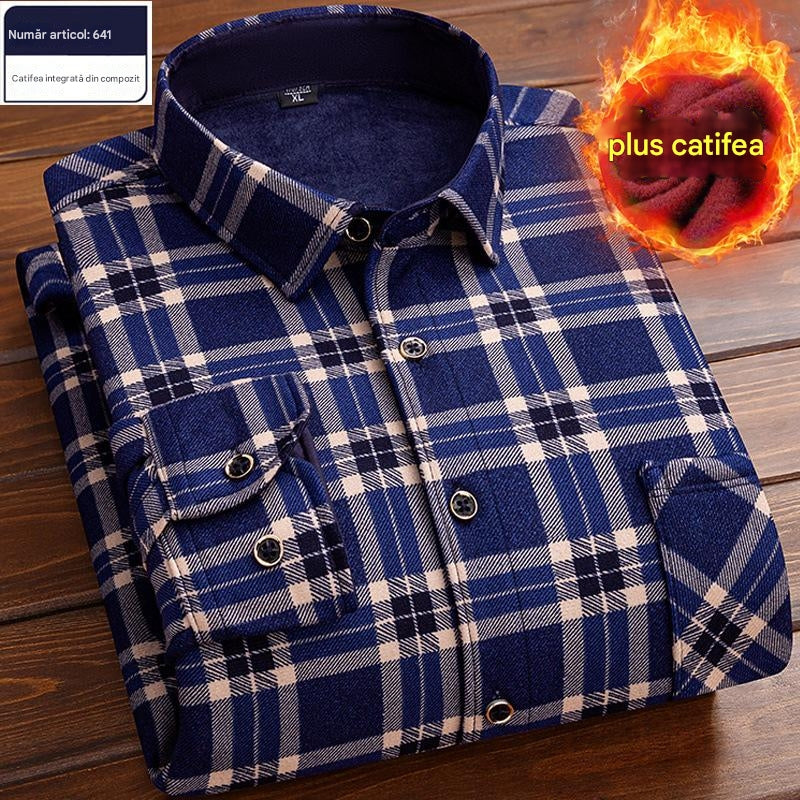 👔【L-4XL】Ciepła koszula w aksamitną kratę na jesień i zimę ✅【45-95kg】-3808243