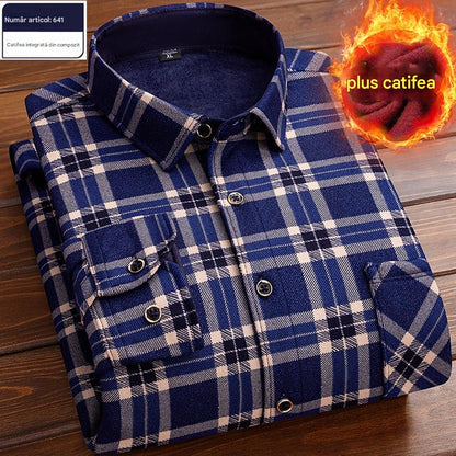 👔【L-4XL】Ciepła koszula w aksamitną kratę na jesień i zimę ✅【45-95kg】-3808243