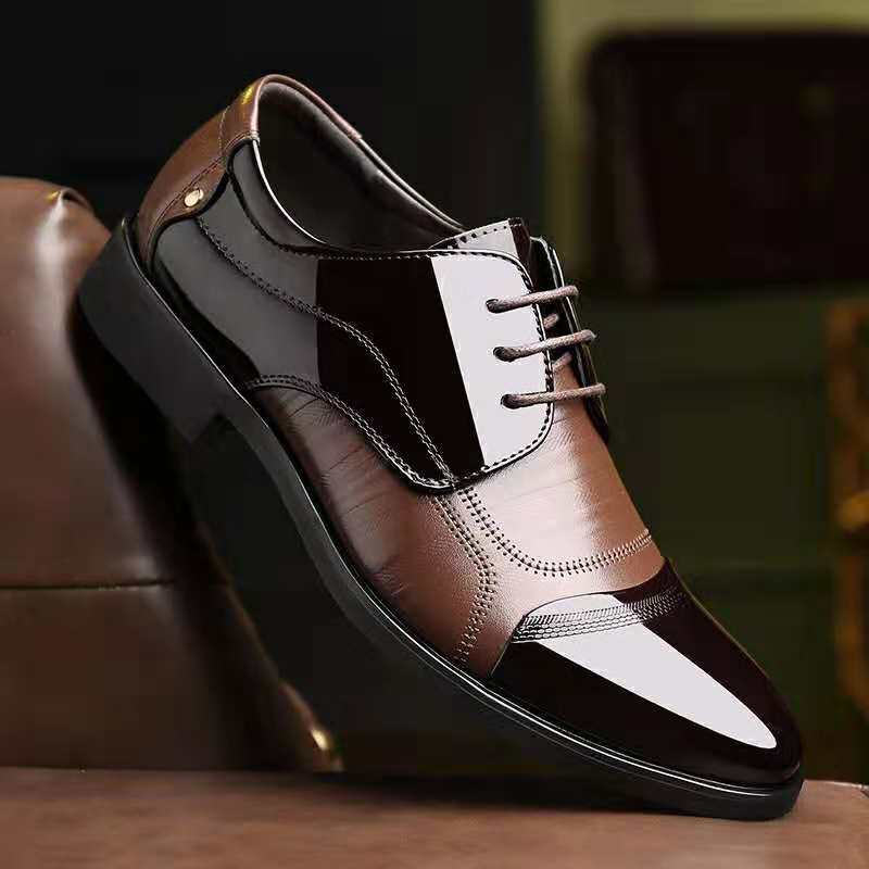 【39-47】Nowe męskie buty ze skóry bydlęcej modne biznesowe dżentelmenskie buty na co dzień skórzane-3913084