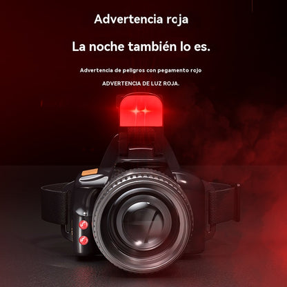 🔥Linterna frontal con reflector para acampar al aire libre 🔦Lámpara LED recargable de larga duración para pesca nocturna y minería
