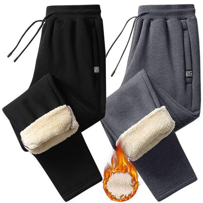 👖2024 Iarna Bărbați de iarnă Lambswool îngroșat Casual cald Sweatpants cald-3819341