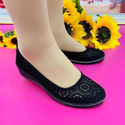 🌺🌺【35-41】🩰 2025 Wiosenne i letnie nowe, oddychające siateczkowe buty na koturnie wygodne buty na co dzień-3915274