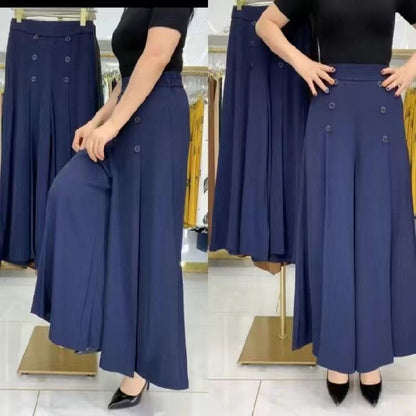 【45% zniżki】【M-5XL】Modna, drapowana spódnica damska z szerokimi nogawkami i wysokim stanem-3895045