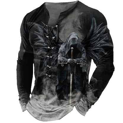 【Rabat fabryczny 45%】【S-4XL】 Męska koszulka z nadrukiem 3D z nadrukiem lwa, na co dzień, z długim rękawem