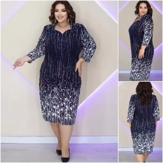 【🏆️Gorąca wyprzedaż】👑🌷 【S-5XL】2025 nowa elegancka sukienka z nadrukiem-3897824