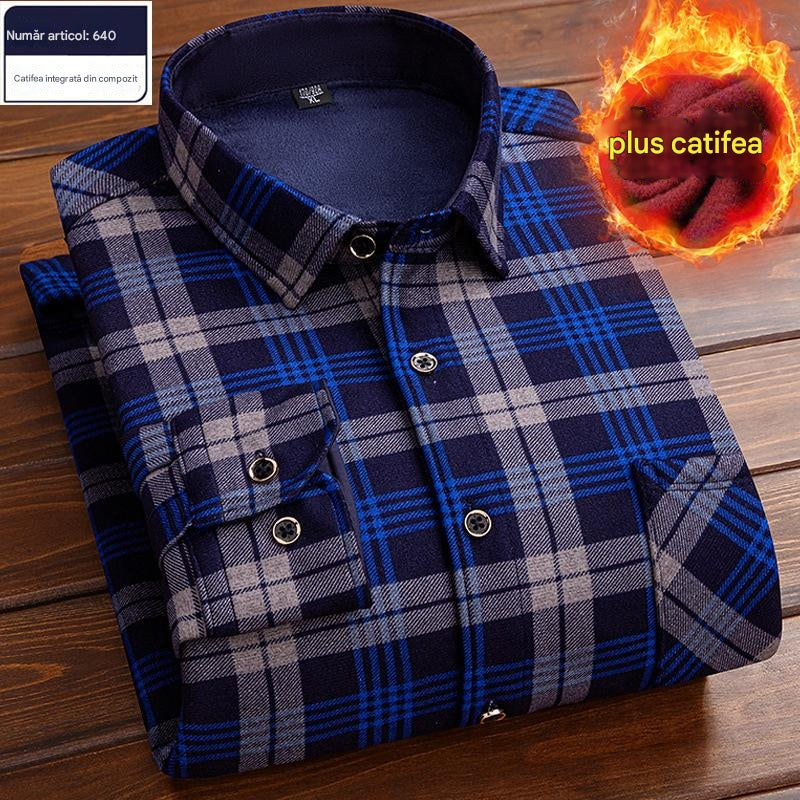 👔【L-4XL】Ciepła koszula w aksamitną kratę na jesień i zimę ✅【45-95kg】-3808243