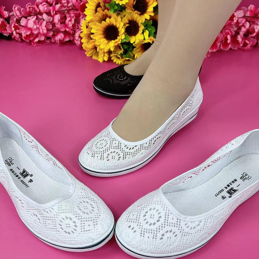 🌺🌺【35-41】🩰 2025 Wiosenne i letnie nowe, oddychające siateczkowe buty na koturnie wygodne buty na co dzień-3915274
