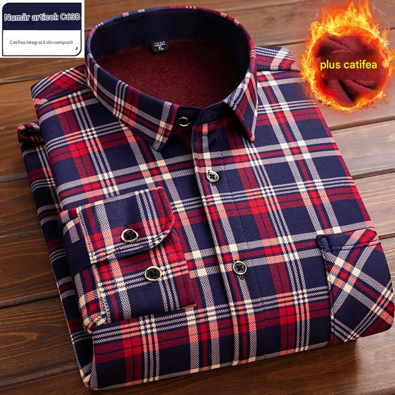 👔【L-4XL】Ciepła koszula w aksamitną kratę na jesień i zimę ✅【45-95kg】-3808243