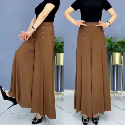 【45% zniżki】【M-5XL】Modna, drapowana spódnica damska z szerokimi nogawkami i wysokim stanem-3895045