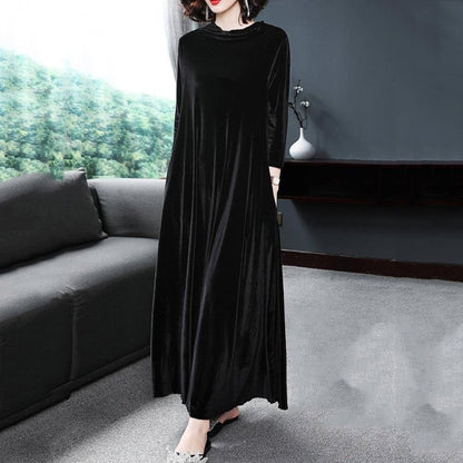 【M-4XL】Elegancka złota aksamitna sukienka, która emanuje elegancją od środka!-3905329