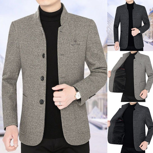 🍂【M-4XL】🔥2024 nowa swobodna kurtka z klapami męska jesienna i zimowa aksamitna, pogrubiona wełniana bluza