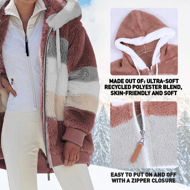 ☃️Ograniczony czas 45% zniżki❄️[S-5XL] 2024 nowa damska kurtka w grube, pluszowe kontrastowe paski-3788959